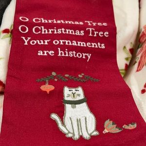 NWT Primitives With Kathy Christmas Cat Tea Towel
